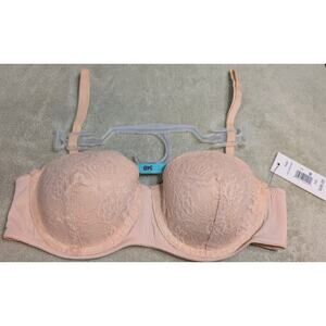 Blake & Co Lace Bra Size 34B 34 B Padded Strapless Convertible Floral Beige Nude
